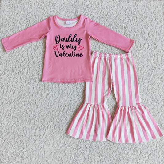 Daddy is my Valentine Pink Striped Sets