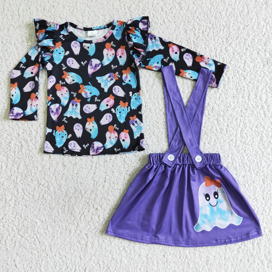 GLD0026 Halloween Boo overalls skirt outfits
