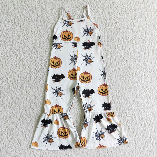 SR0067 girl halloween pumpkin jumpsuit
