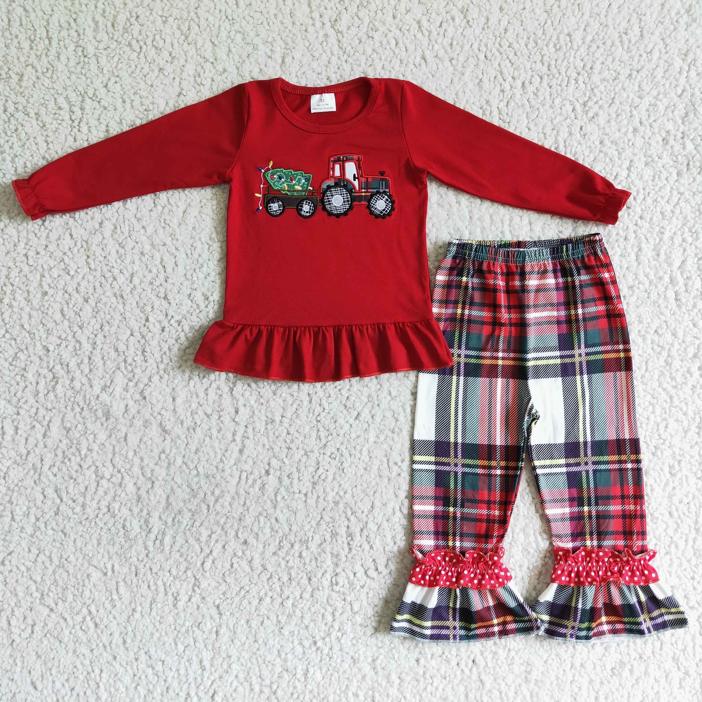 BLP0013 Boys Embroidery Truck Christmas Tree Outfits