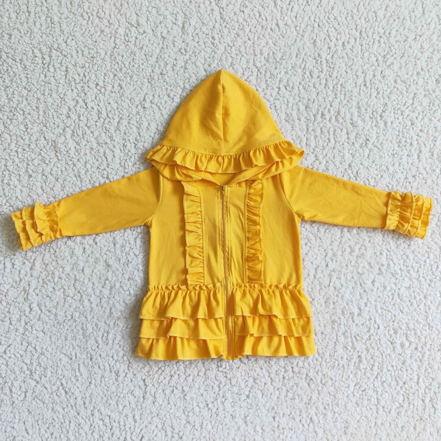 GT0018 Girls Yellow Hooded Zip Jacket