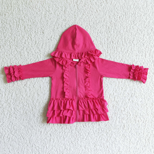 GT0020 Girls Pink Hooded Zip Jacket