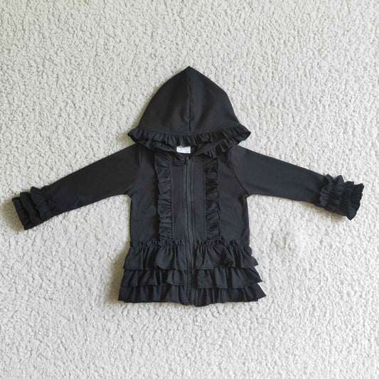 GT0016 Black Hooded Zip Jacket
