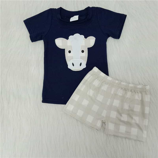 Plaid cow boy's summer clothes