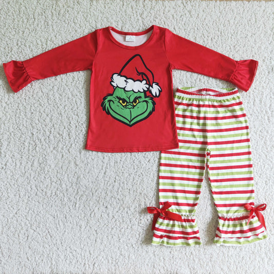 GLP0193 Kids Girls Red Top Pants Outfit For Christmas