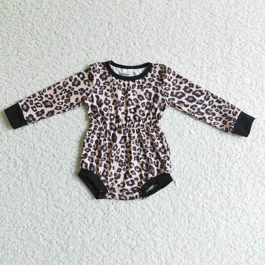 LR0108 Leopard print corset long sleeve romper
