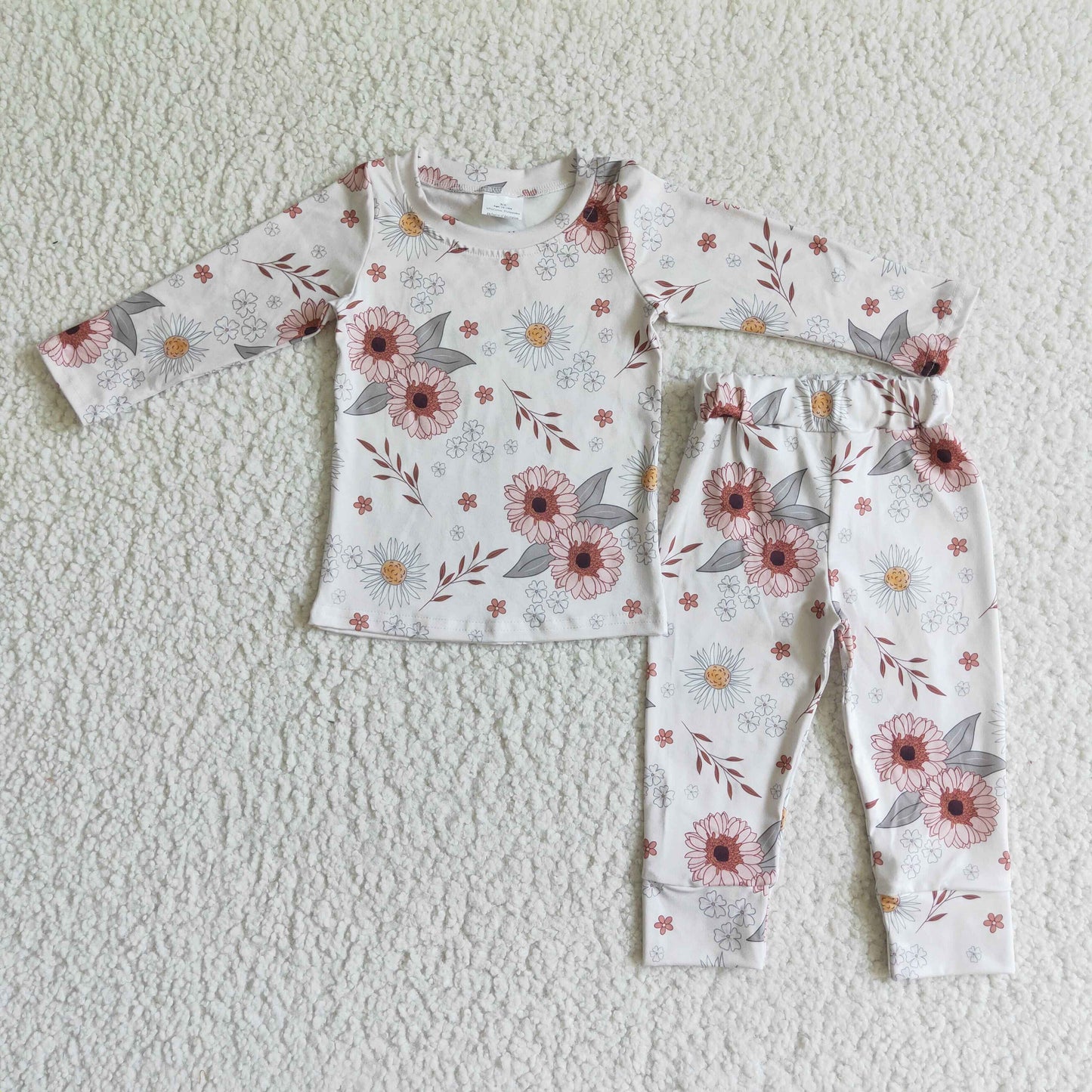 GLP0198 Flower Soft and Comfortable Girls Long Sleeve Pajamas