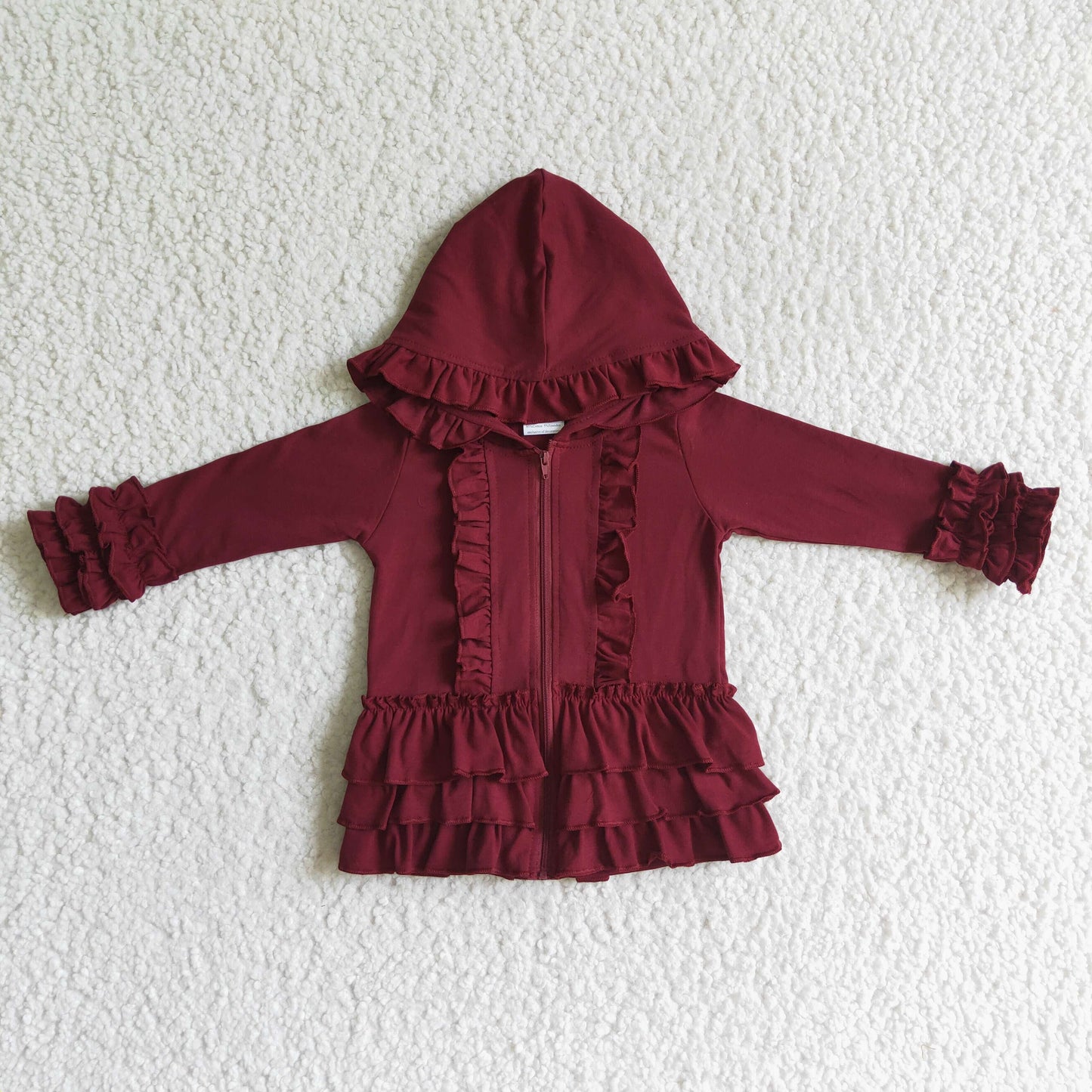GT0014 Dark Red Girls Zip Hooded Jacket