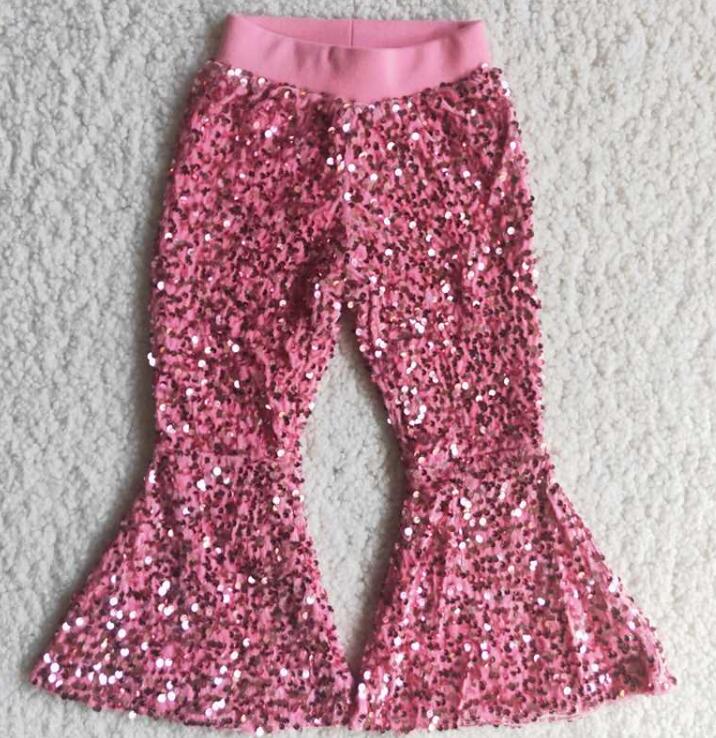 D5-27  pink sequin bell bottom pants