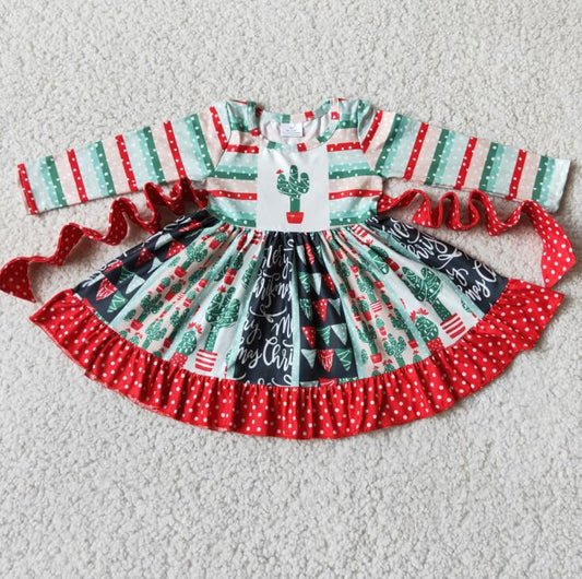 6 A8-20 girl cactus christmas twirl dress