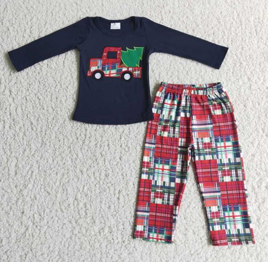 6 A16-15 Embroidery Truck Boy Outfits