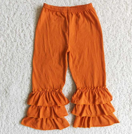 E2-12 Orange Solid Kids Ruffle Pants