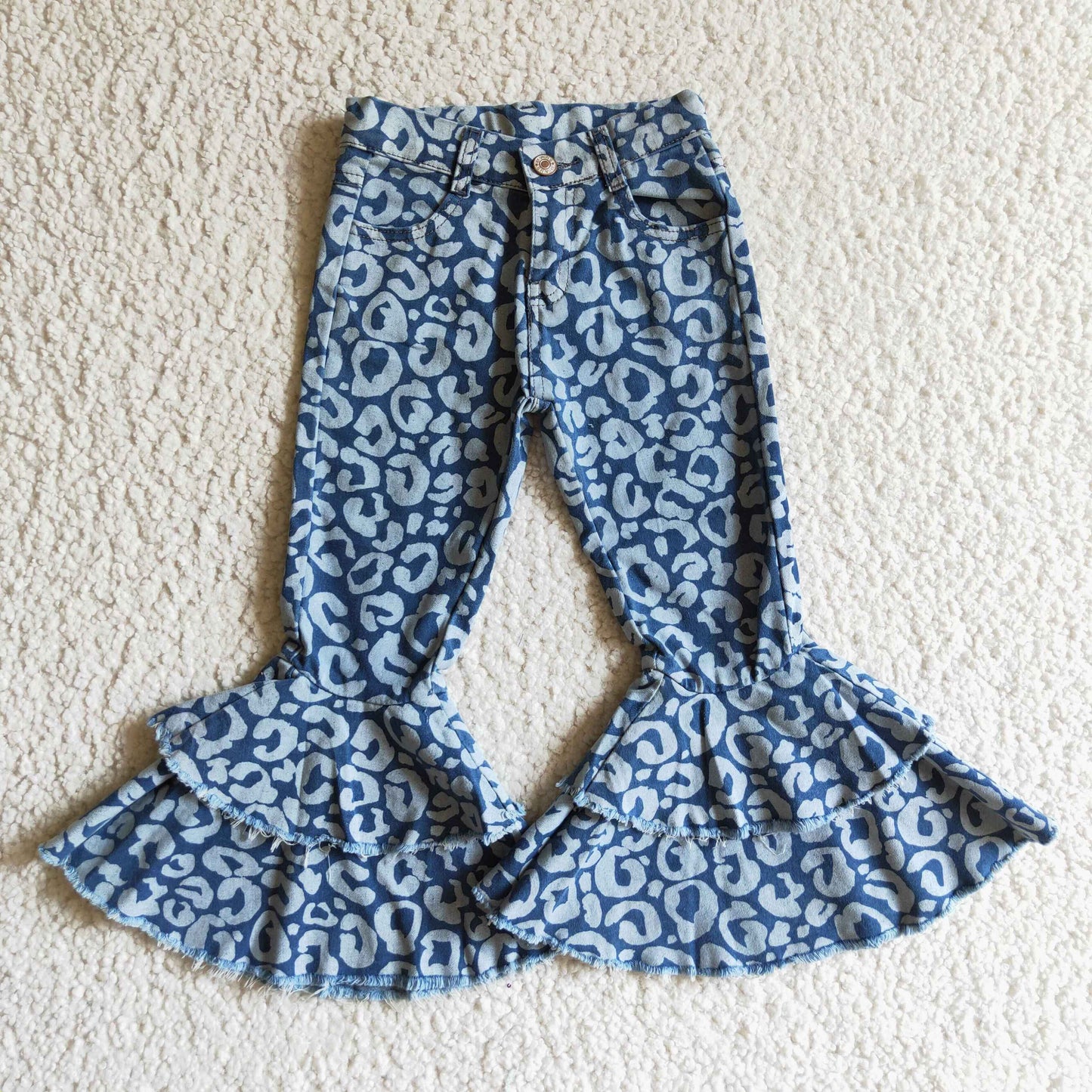 P0027 Blue Leopard Double Layer Jeans