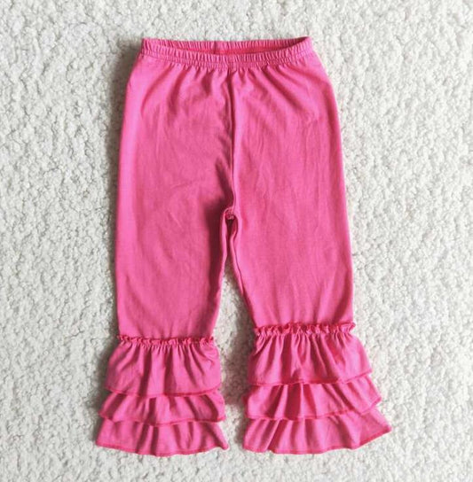 B4-12 Pink Solid Kids Ruffle Pants