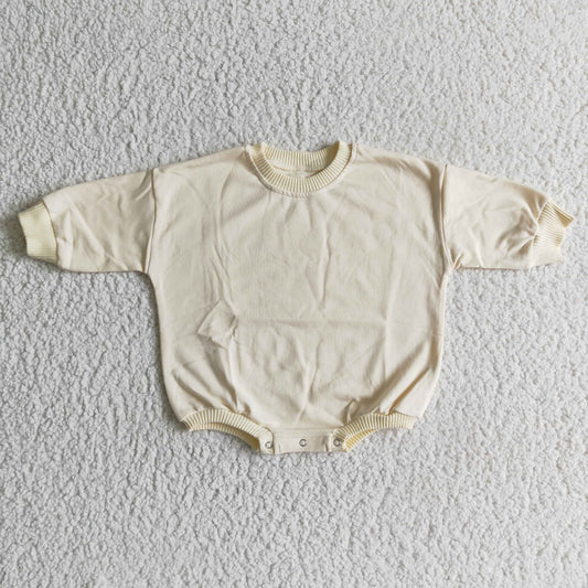 LR0161 Baby Girls Cream Fleece Fabric Romper