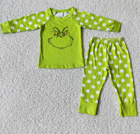 6 B11-20 Green Cartoon Dot Girls Pajamas