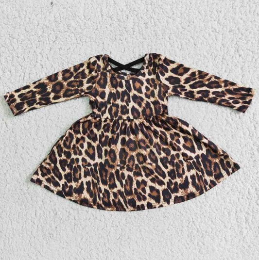 6 A15-30 Leopard Print Girls Long Sleeve Dress