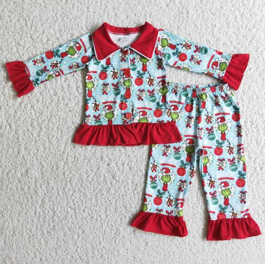 6 B3-24 cartoon girl ruffle pajamas