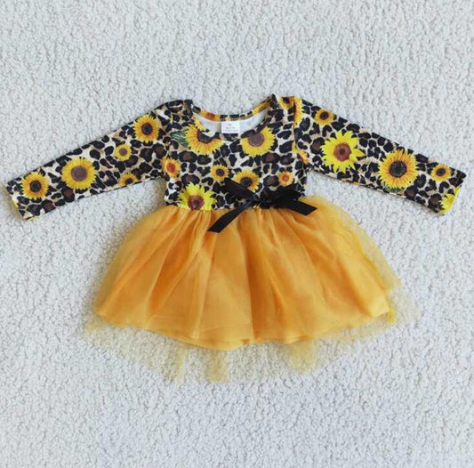 6 A29-27 leopard sunflower girl tulle dress