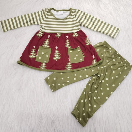 6 A23-2 Christmas tree green striped leggings outfits