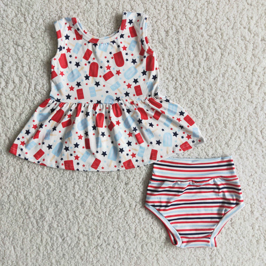4th of July ice cream stripes bummies outfits