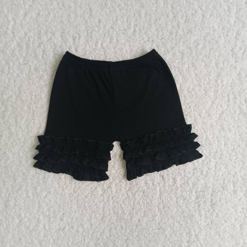 A16-3 Black solid icing shorts for kids