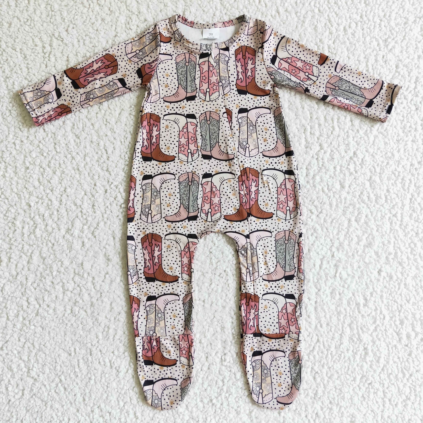 LR0070 Western Boots Baby Romper