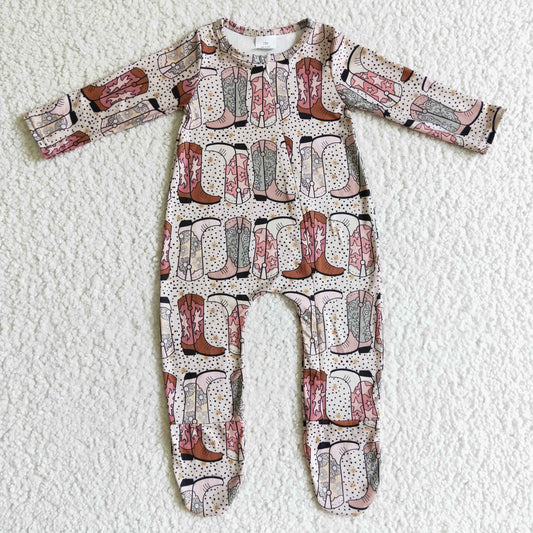LR0070 Western Boots Baby Romper