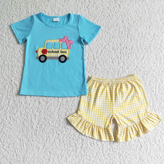 GSSO0093 Baby girls back To School Bus Outfit