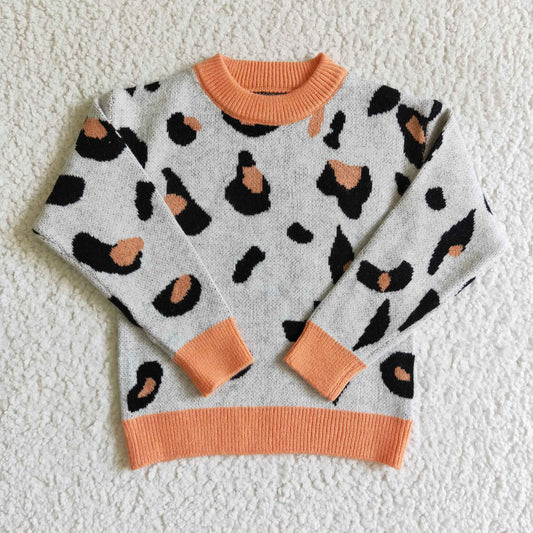 GT0041 Girls Leopard Knit Sweater