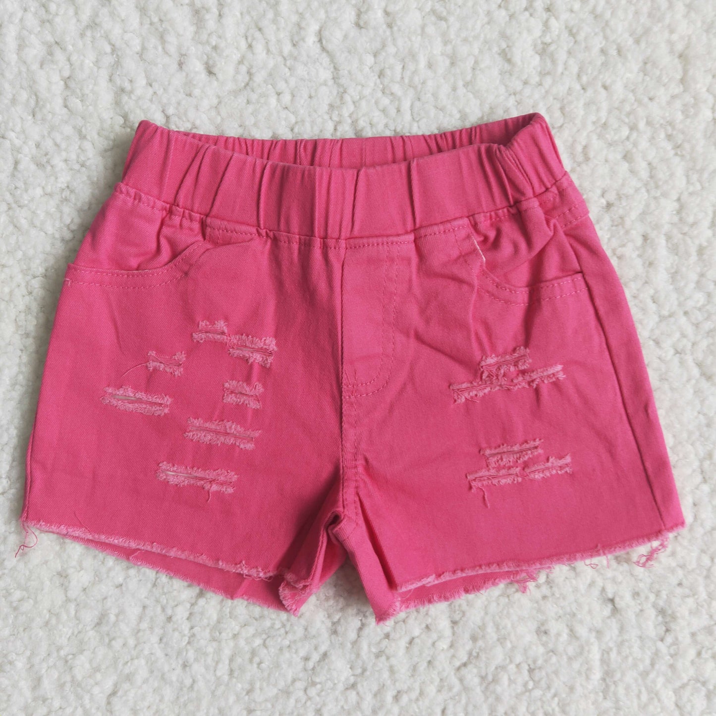 Kid's Peach Denim Shorts