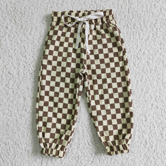 P0021 Brown Plaid Children's Casual Pants