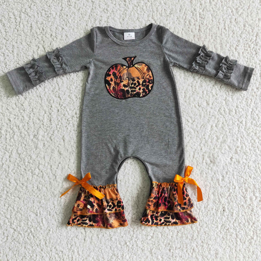 LR0139 girl embroidery pumpkin romper