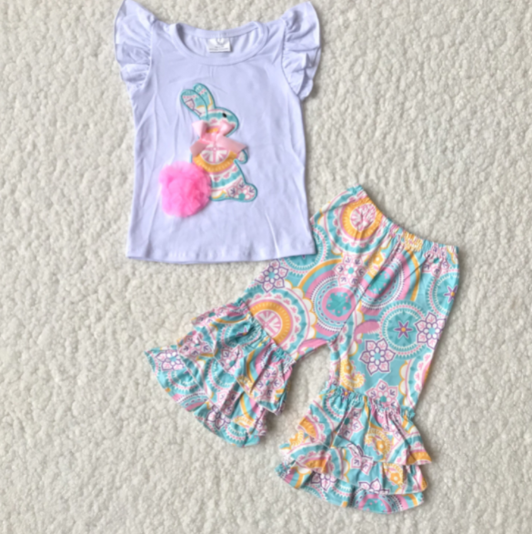Bow Bunny Girl's Ruffle Pants Easter Outfits