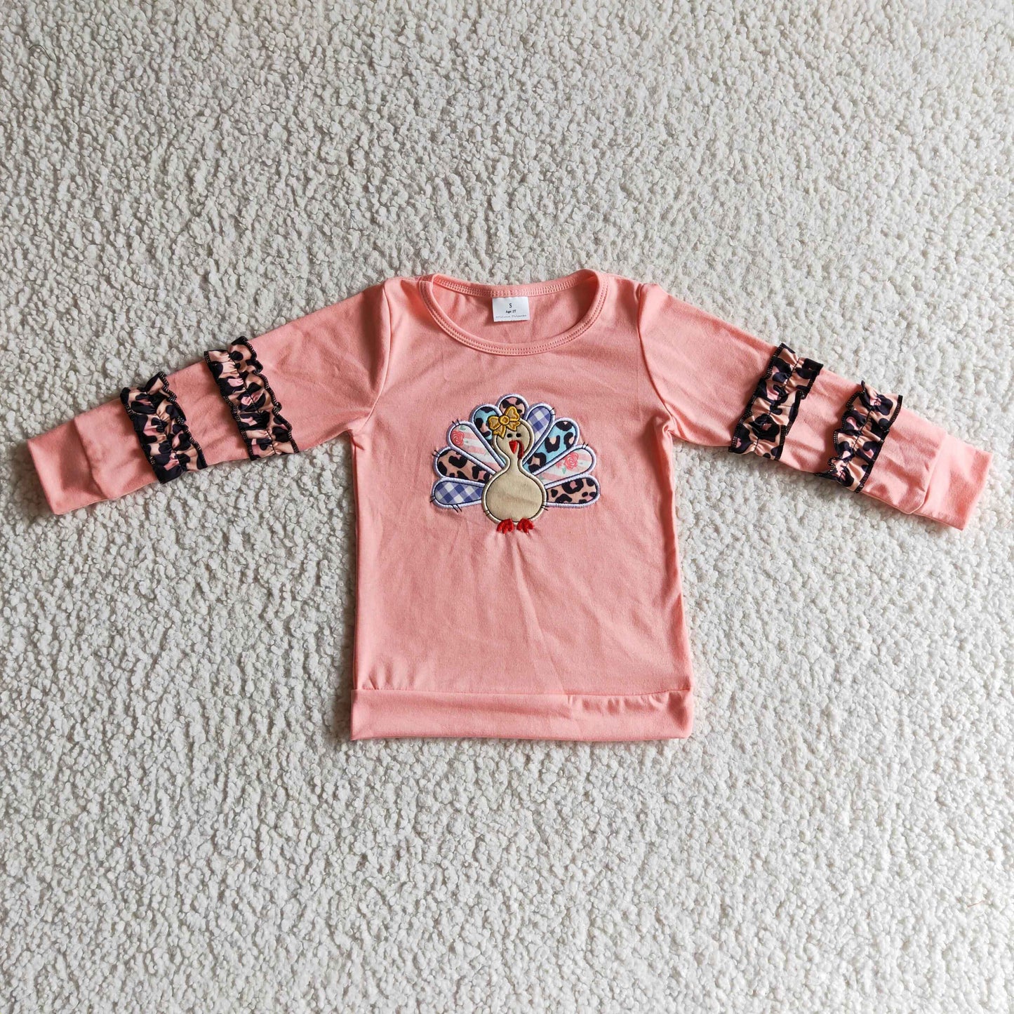 GT0040 Girls Embroidered Turkey Girls Long Sleeve Top