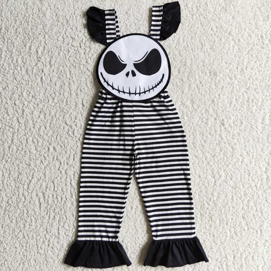 SR0081 Baby Girl Halloween Black Striped Romper