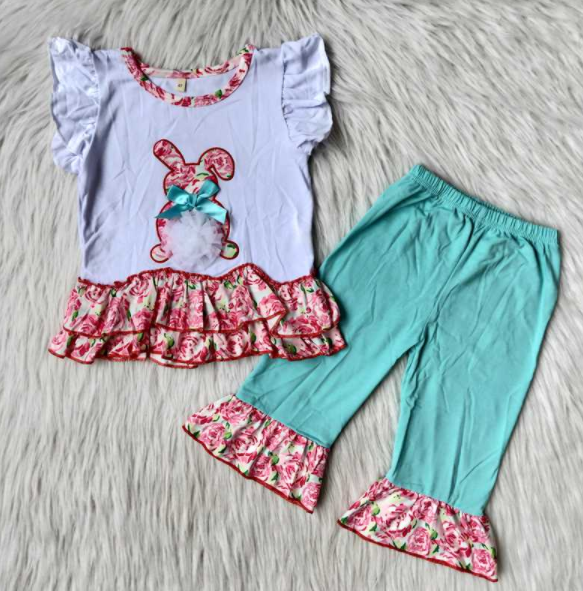 flower pink bunny girl floral trousers spring clothes