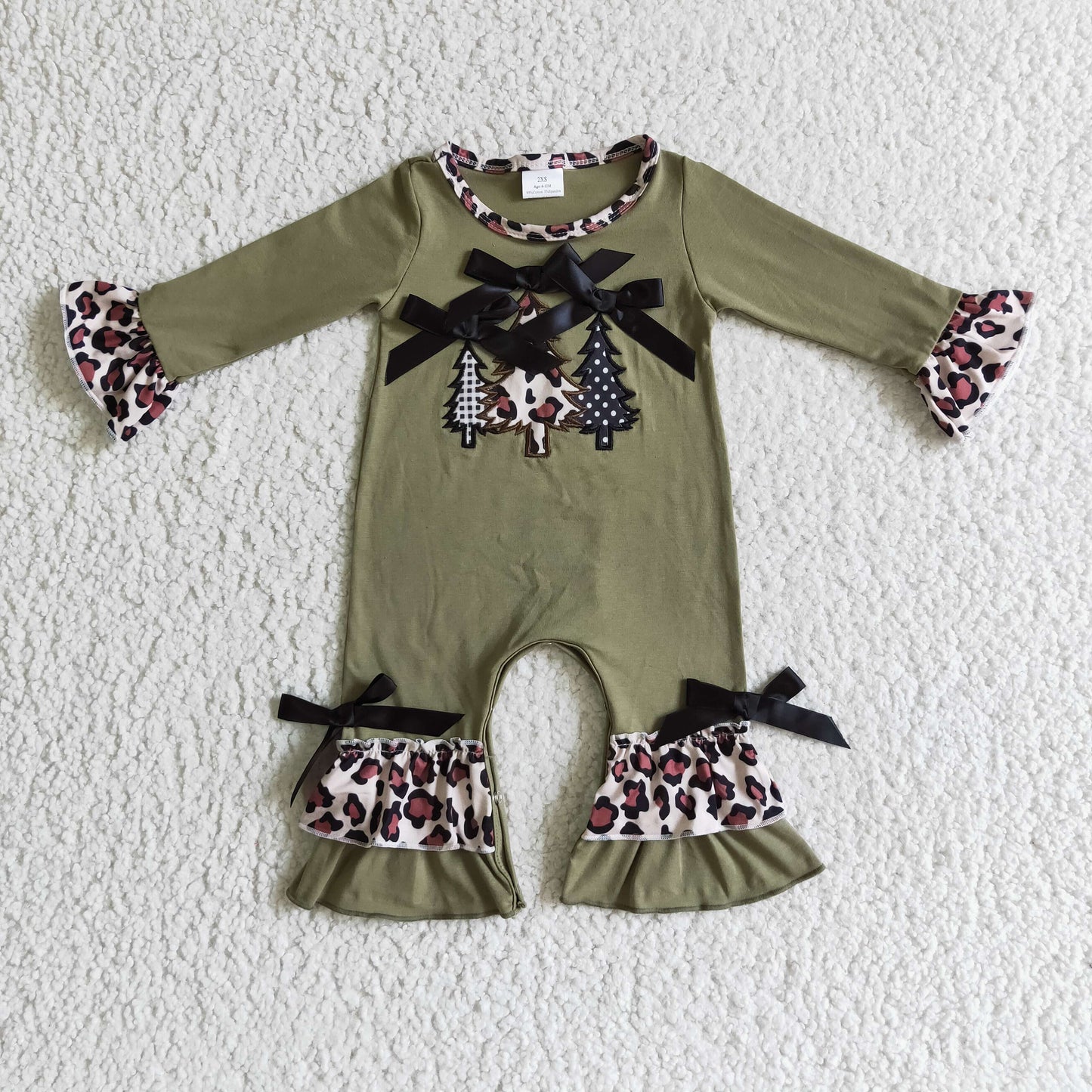 LR0166 girl embroidery christmas baby romper