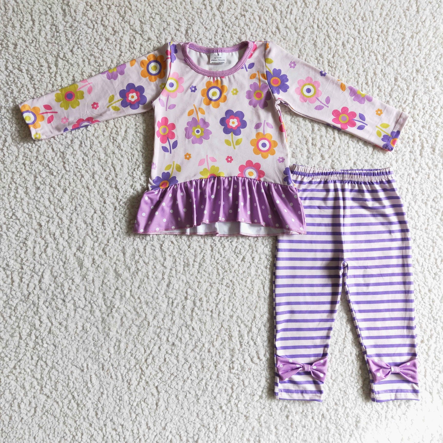 GLP0225 Girls purple floral stripe pants outfits