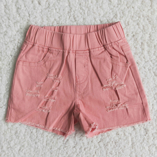Kid's Peach Denim Shorts