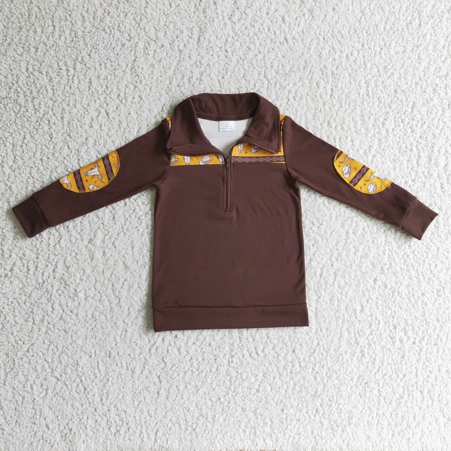 BT0088 Boys Bull Tau Lapel Brown T-Shirt