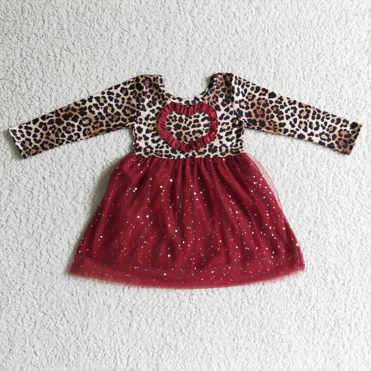 GLD0139 Valentine Heart Red Tulle Girls Dress