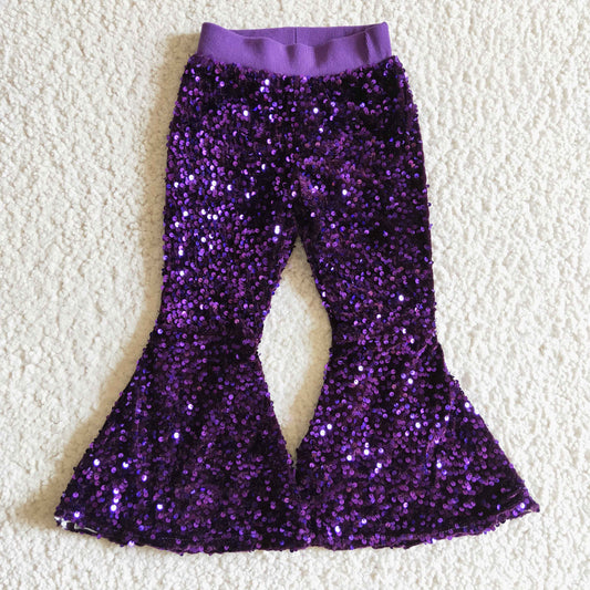 P0032 Purple sequin bell bottom pants