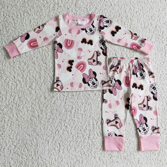 GLP0348 Girls cartoon roller skates print pajamas