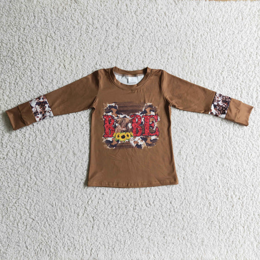 GT0066 Babe cow girl brown top T-shirt