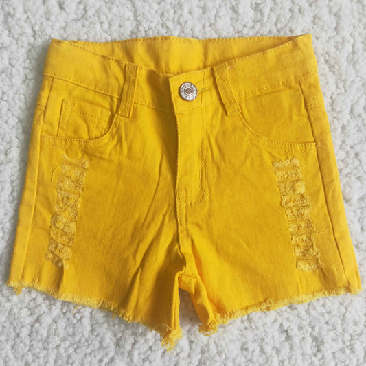 Kids Button Down Yellow Denim Shorts