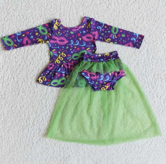 6 A21-1 Mardi Gras kids tulle bummies outfits