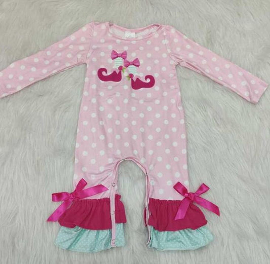 6 A30-16-2 Christmas shoes baby romper