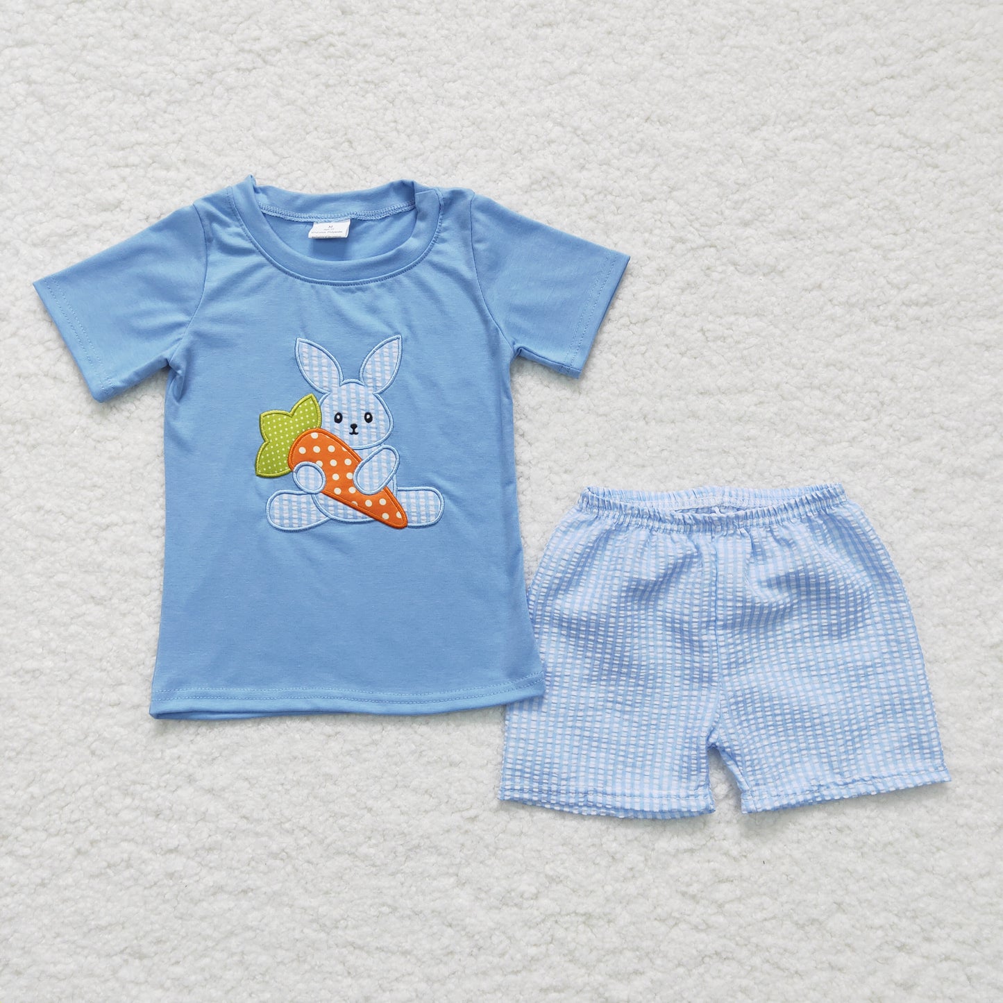 BSSO0087 Boys Embroidered Easter Bunny Shorts Set