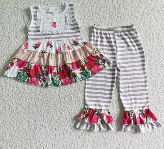 C5-18 Grey Striped Flower Girl Outfits